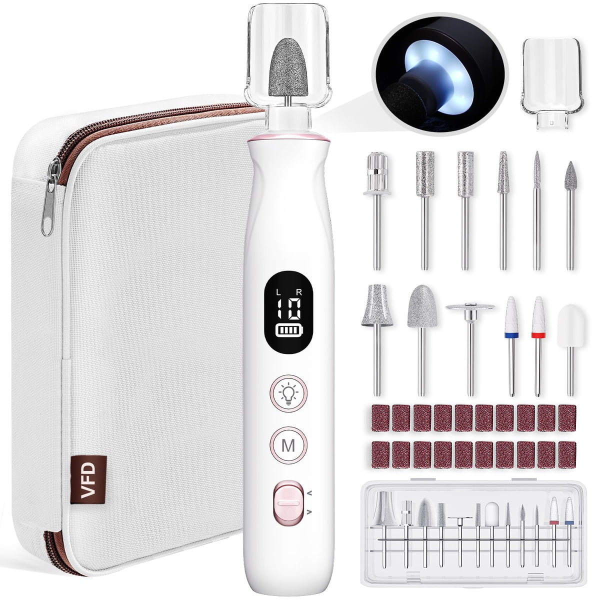 VFD electric nail drill cordless 2000mAh kit for at-home manicure