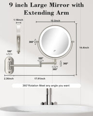 VFD lighted mirror with three color modes for accurate tones.
