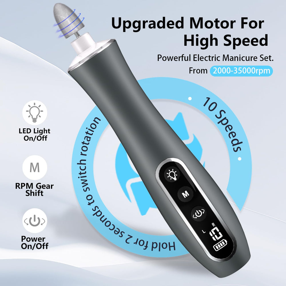 VFD nail drill 10-speed control for precise filing of thick nails