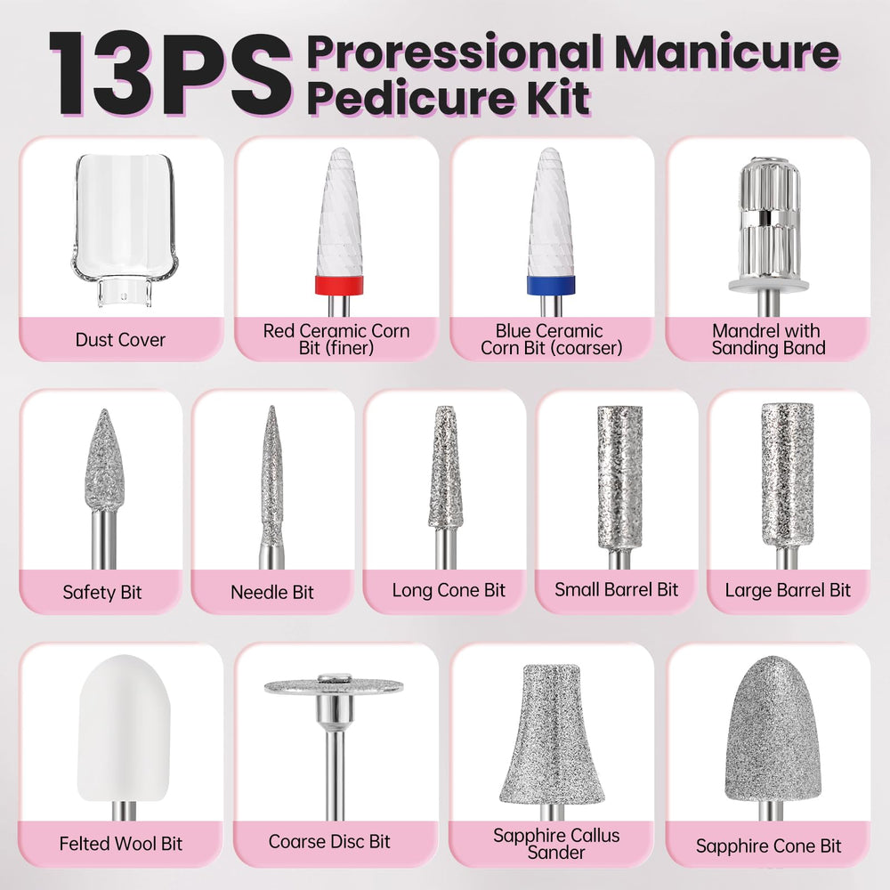 VFD pink nail drill with comfortable grip design