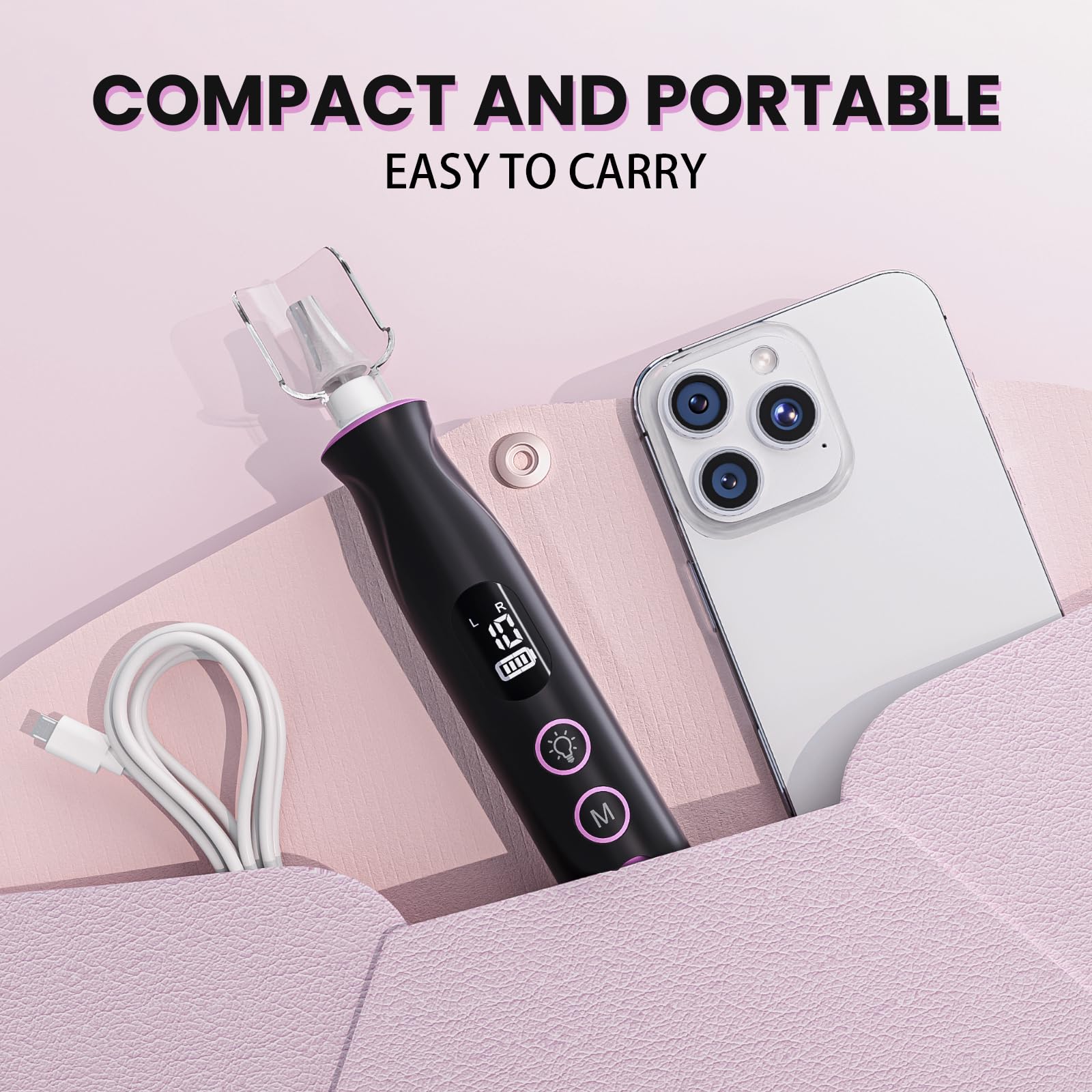 VFD portable nail care kit case for travel and storage.