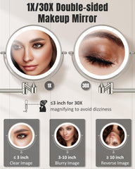 VFD three-color LED lighting for versatile daytime and evening makeup looks