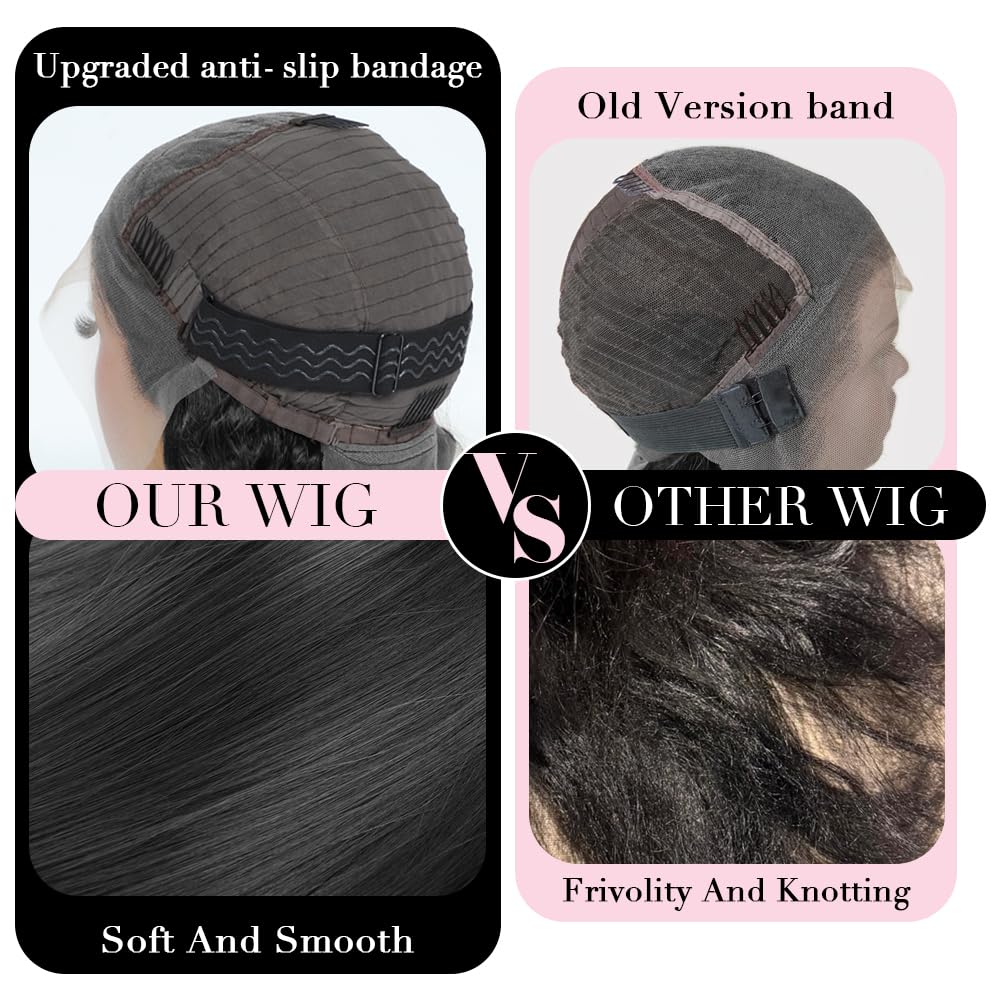 VFFTI 30inch straight human hair wig on model showcases sleek length.