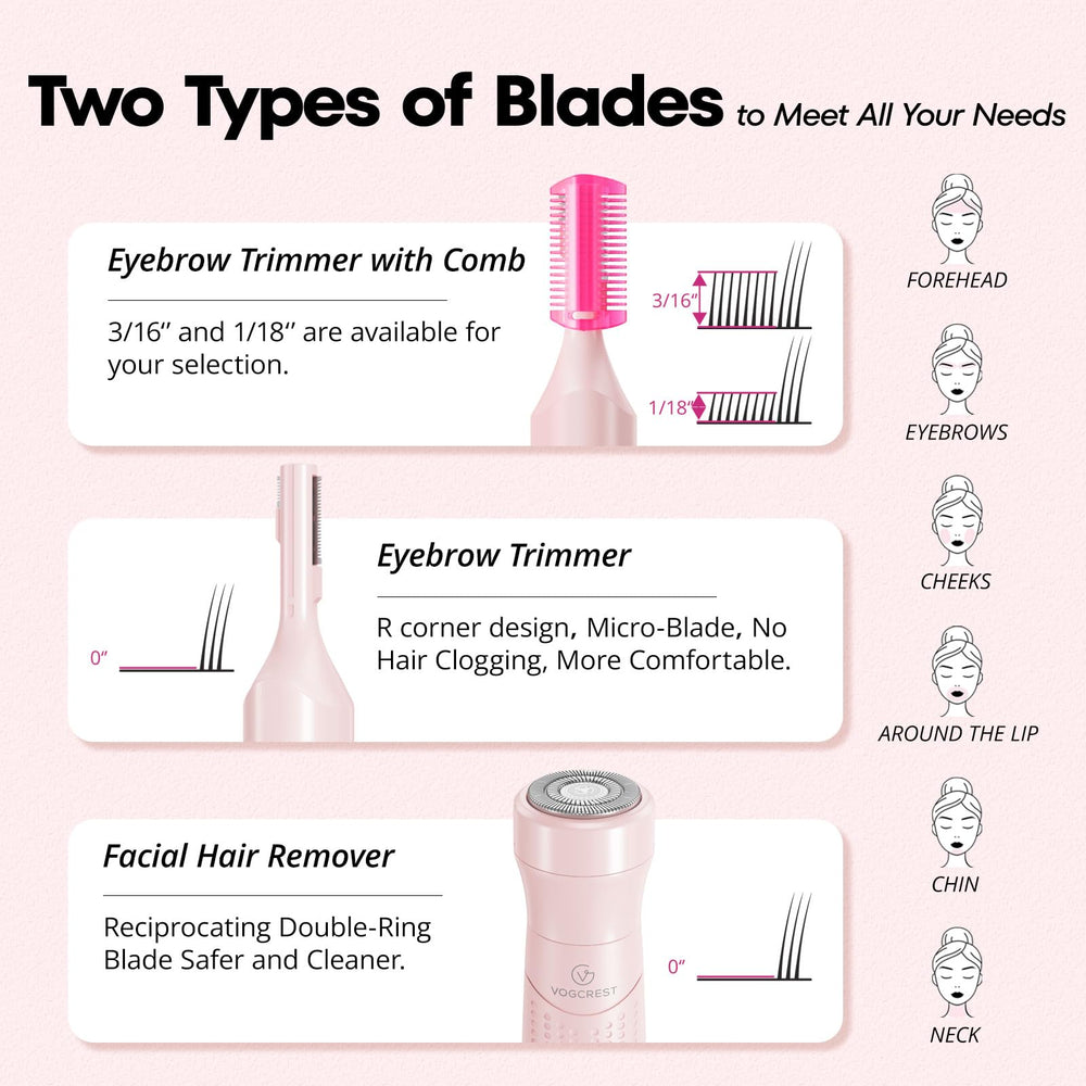 VG VOGCREST double-rotating-blades provide efficient, comfortable hair removal