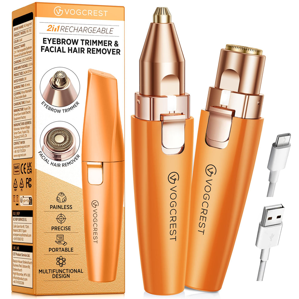 VG VOGCREST Eyebrow Facial Trimmer compact design enables quick eyebrow grooming on the go.