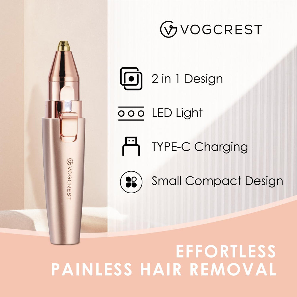VG VOGCREST trimmer close-up in rose-gold finish showing compact design
