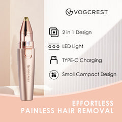 VG VOGCREST trimmer close-up in rose-gold finish showing compact design