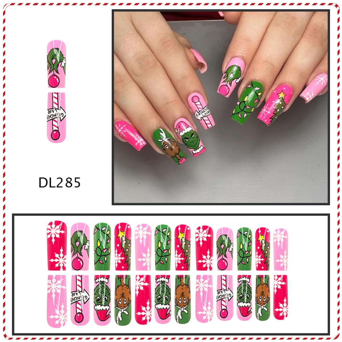 VGNRAR monster green-haired nail design for playful, eye-catching party-ready style.
