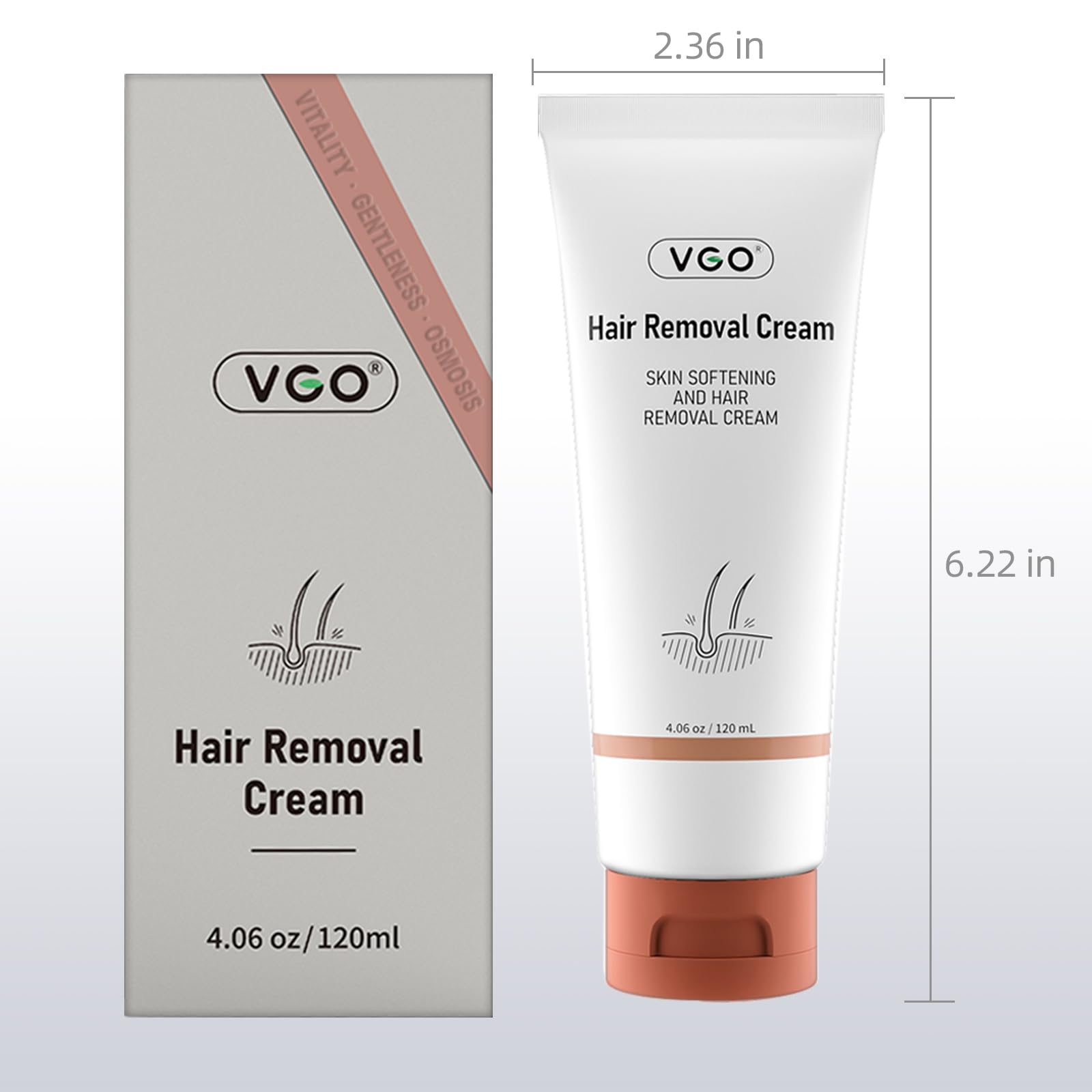 VGO all-skin-types banner suggests universal suitability for diverse users and safe use.