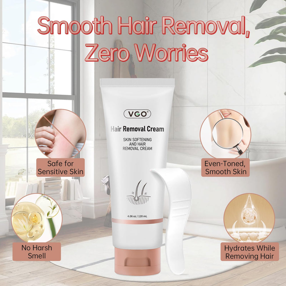 VGO creamy texture closeup highlights comfortable application and thorough hair-softening action.