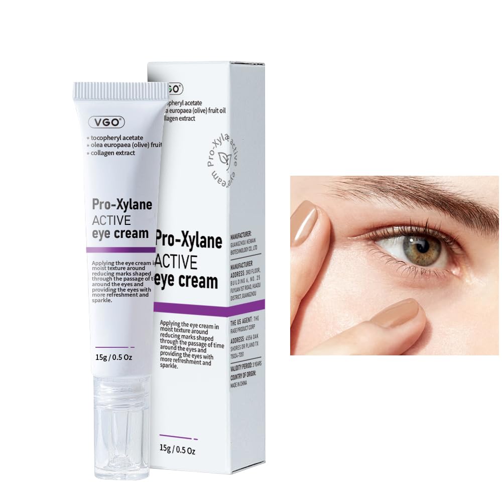 VGO Eye Cream bottle shows premium packaging for daily under-eye care.