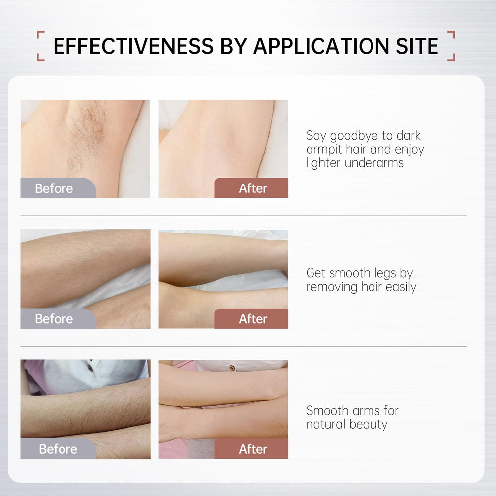 VGO Painless Bikini Gel application scene showing easy spreading on skin.