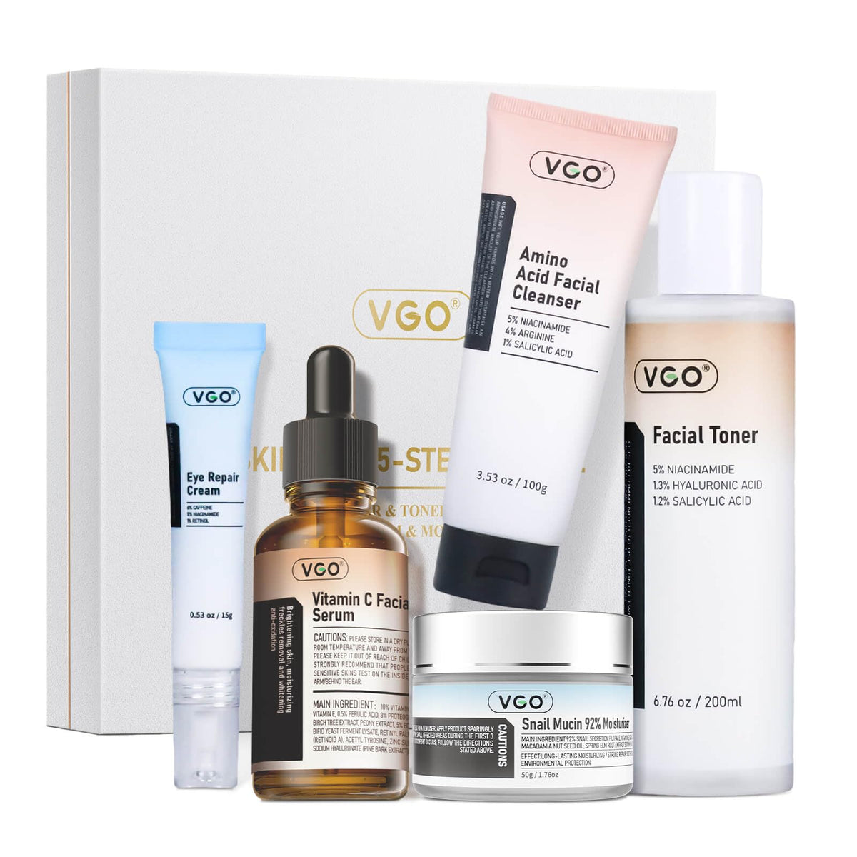 VGO Skin Care Set gentle cleanser bottle supports cleansing while preserving moisture.