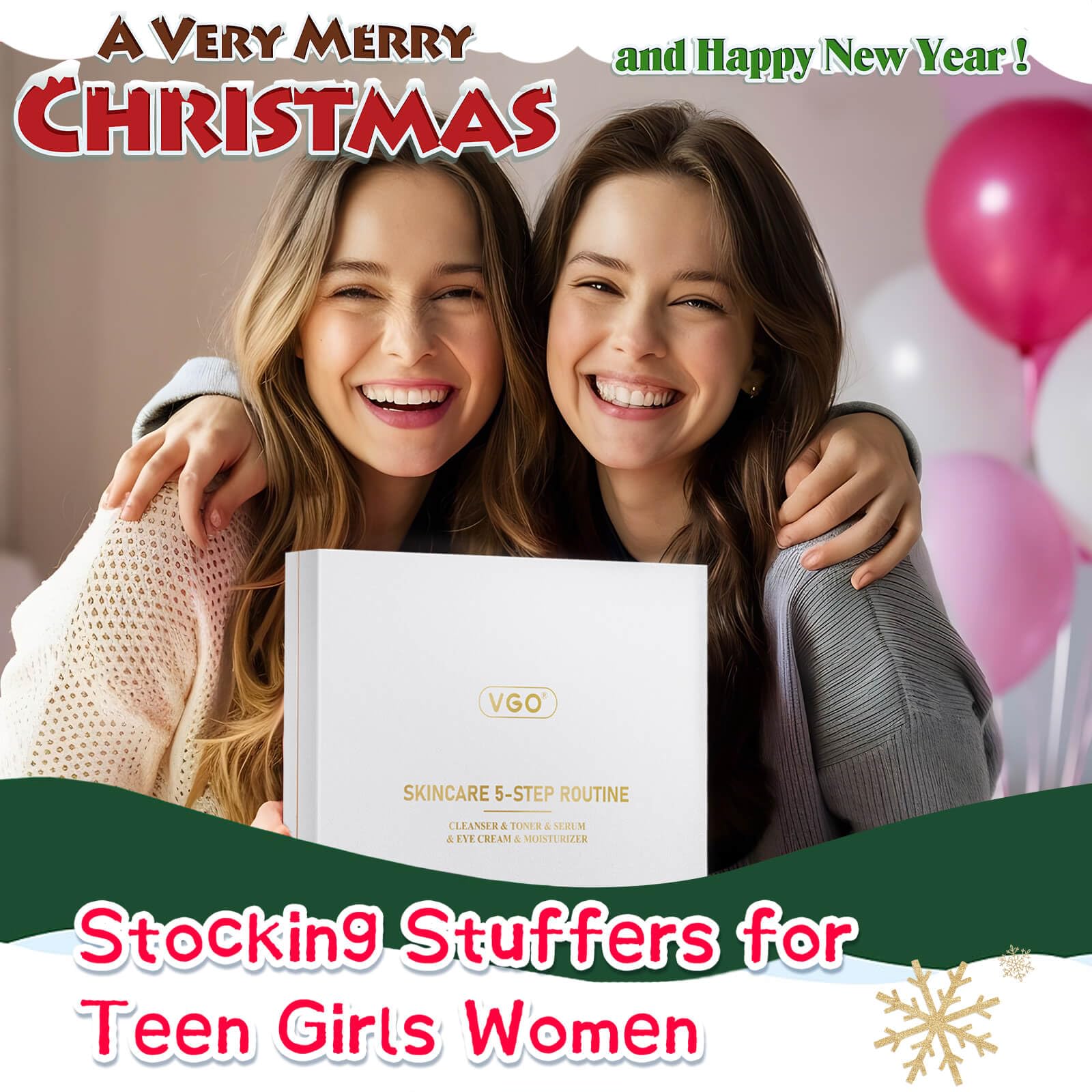 VGO Skin Care Set routine display showing complete regimen for daily use.
