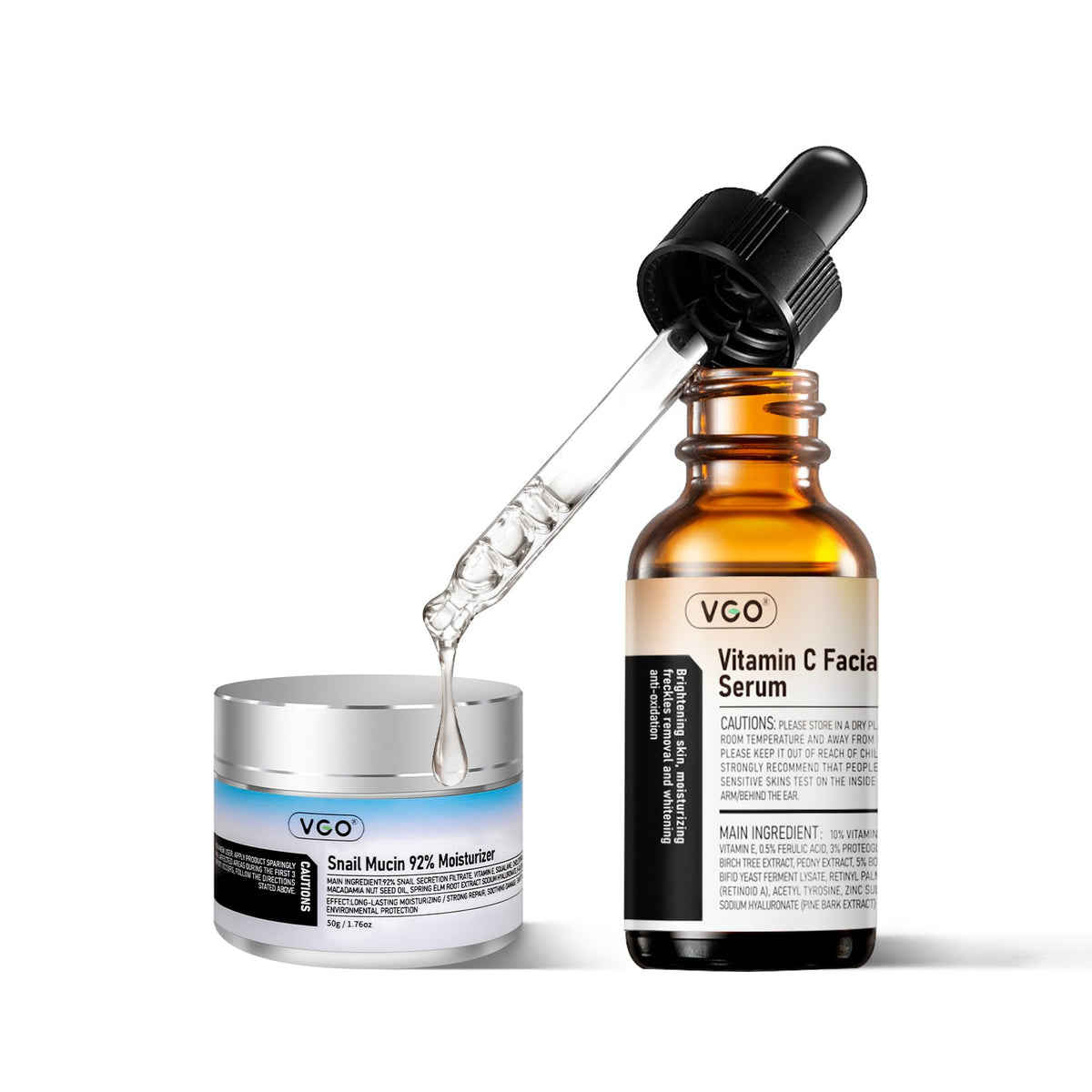 VGO snail mucin 92% moisturizer jar shows fast-absorbing hydration for supple skin