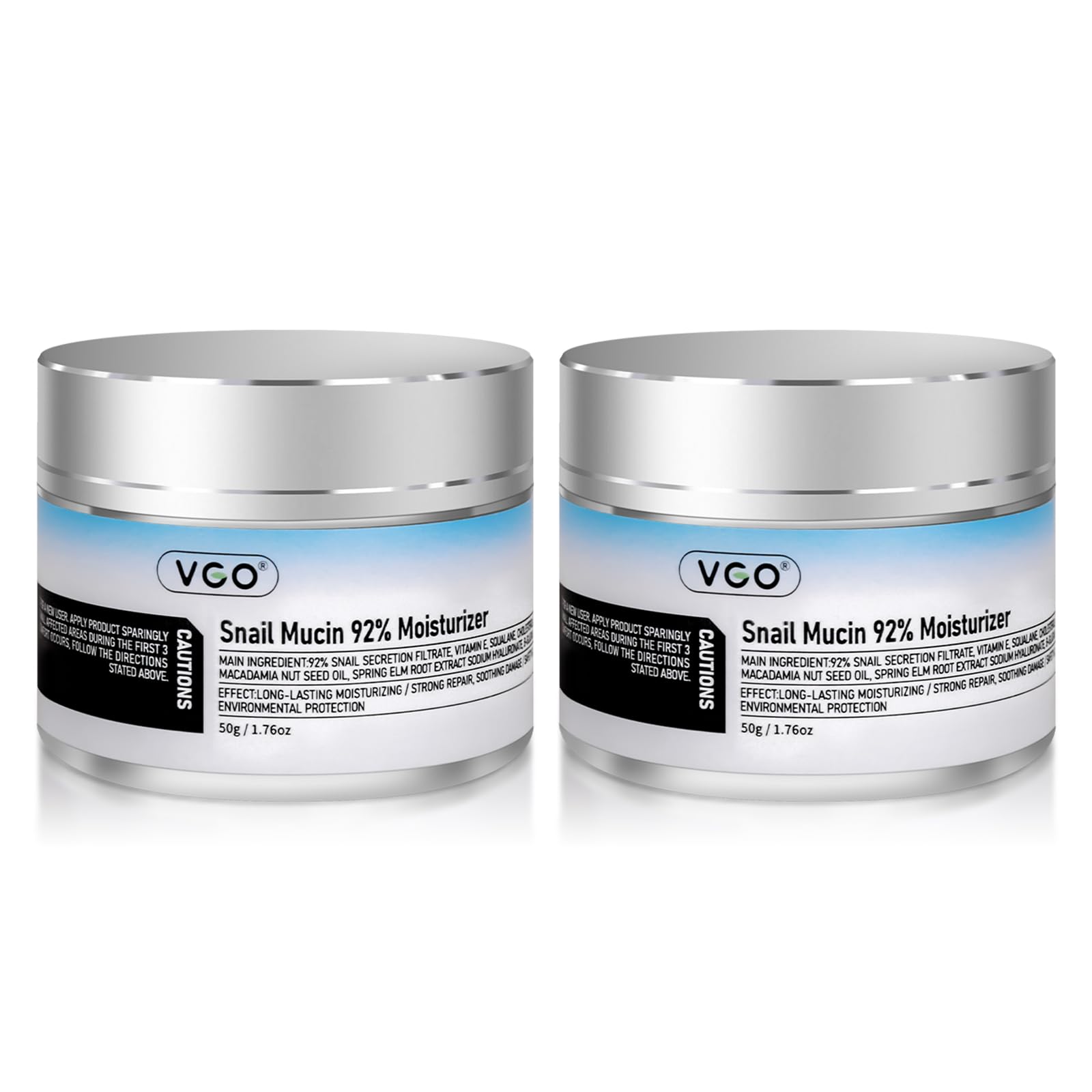 VGO snail mucin moisturizer jar showing glossy texture for deep hydration.