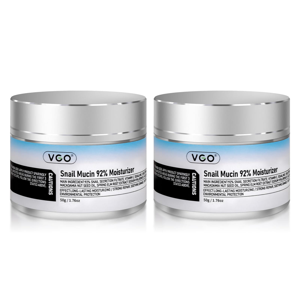VGO snail mucin moisturizer jar showing glossy texture for deep hydration.