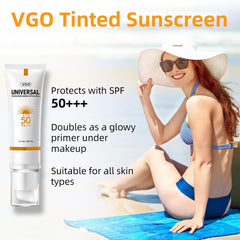 VGO hydrating sunscreen essence provides a moisturized, dewy finish.