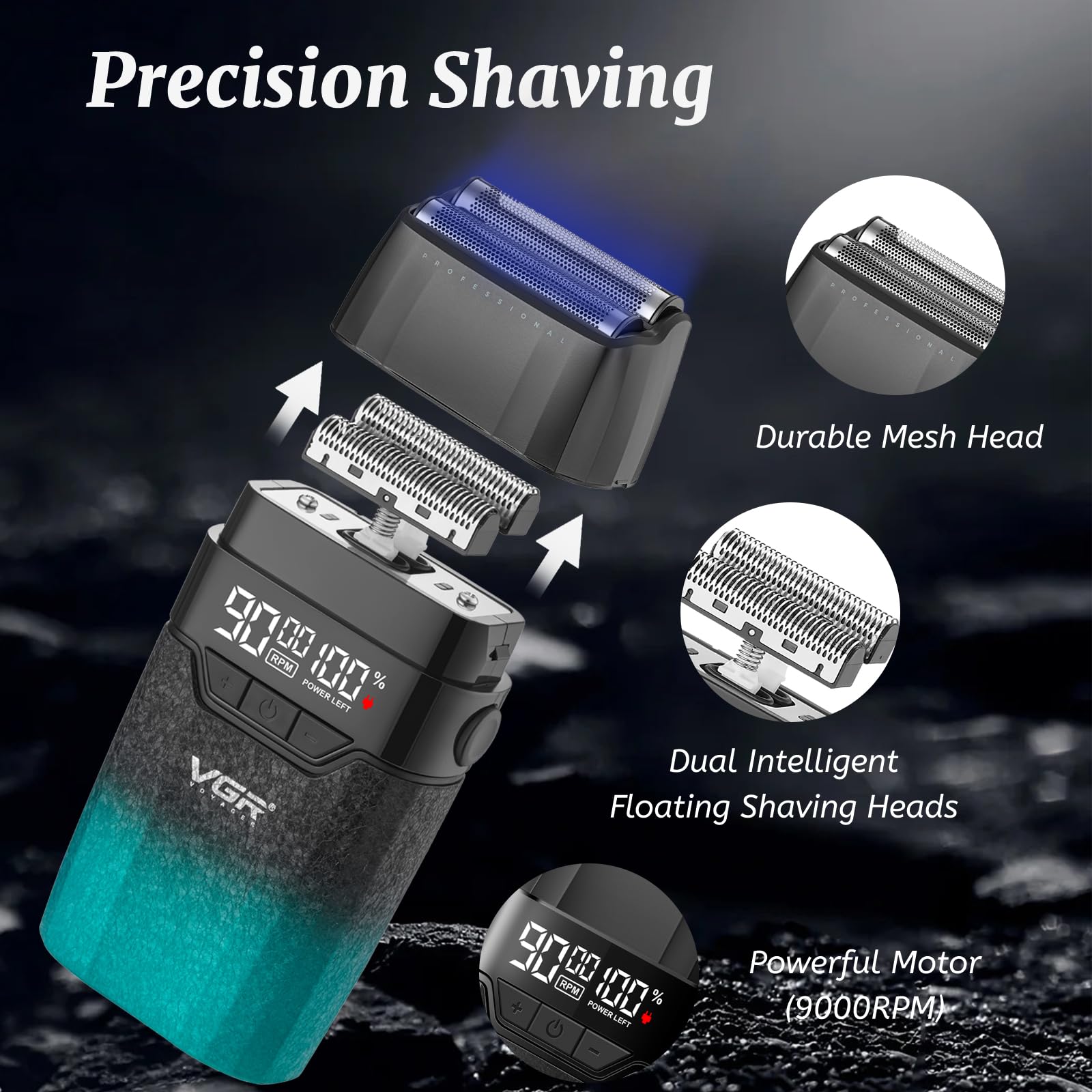 VGR 640S3 ergonomic anti-slip grip—secure control during grooming.