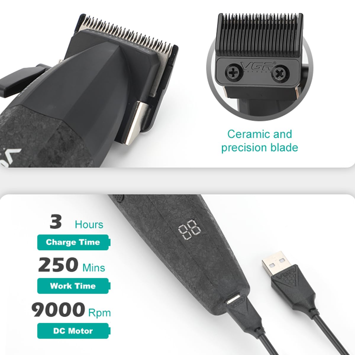 VGR 640S3 trimmer guards 1–3 mm support precise detailing.