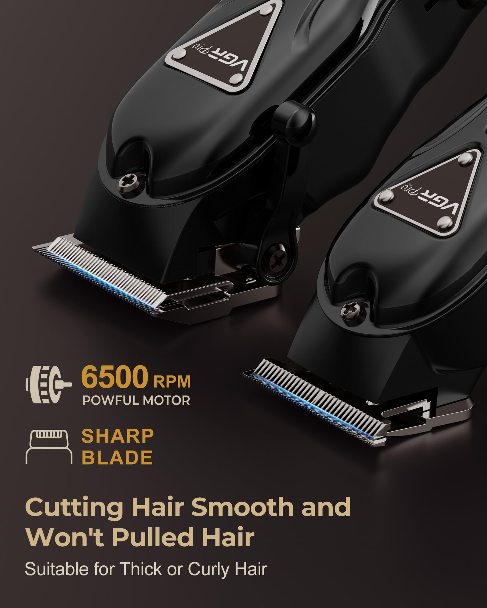 VGRPRO clippers in action trimming beard and sideburns for clean blends