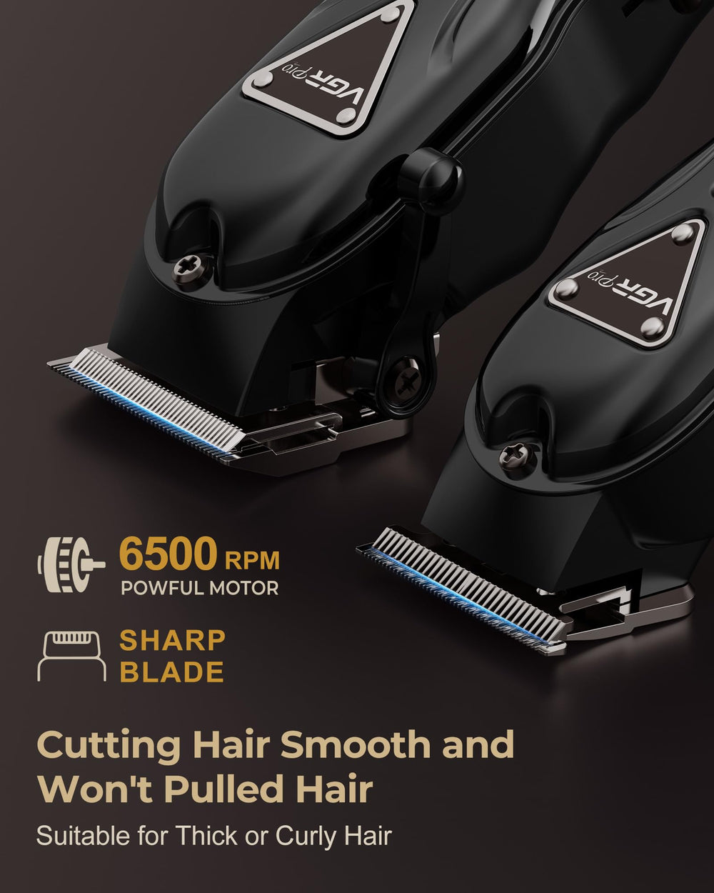 VGRPRO clippers in action trimming beard and sideburns for clean blends