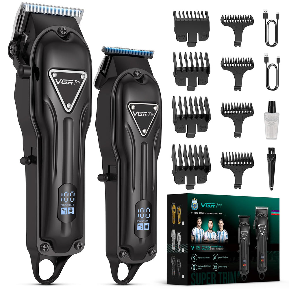 VGRPRO electric hair clippers, front view, showing compact cordless design for home grooming