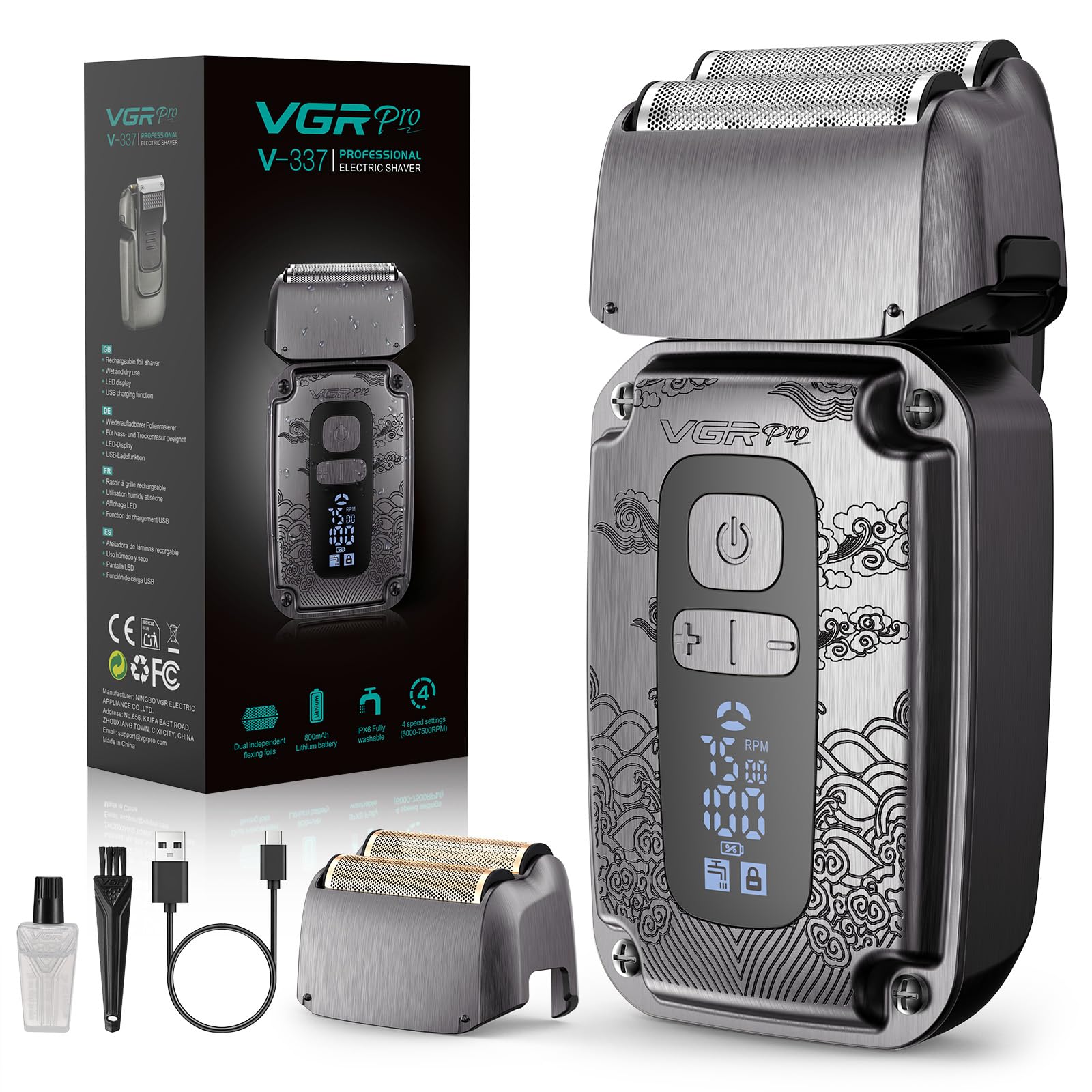 VGRPRO foil shaver with upgraded foil design for precise contour shaving