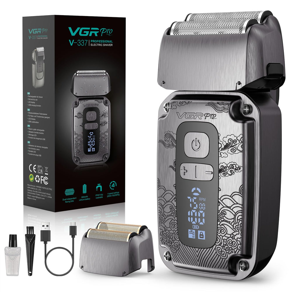VGRPRO foil shaver with upgraded foil design for precise contour shaving