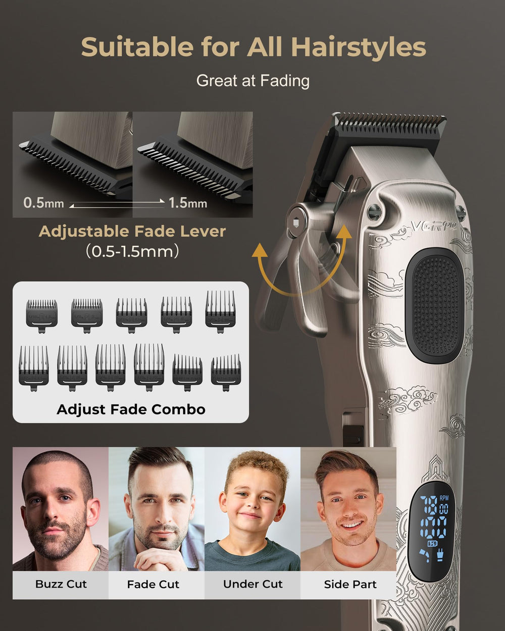 VGRPRO fade comb demonstrates effortless fading and clean lines.