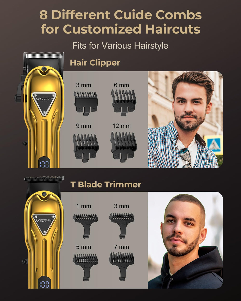 Included guards and combs for versatile at‑home grooming