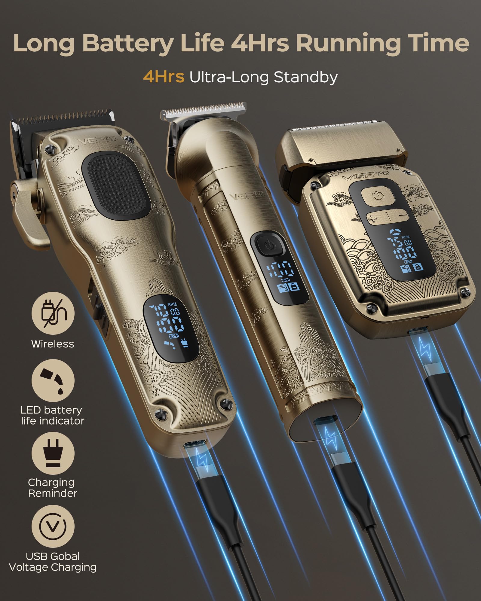 VGRPRO IPX7 waterproof design for easy cleaning and wet-dry use.