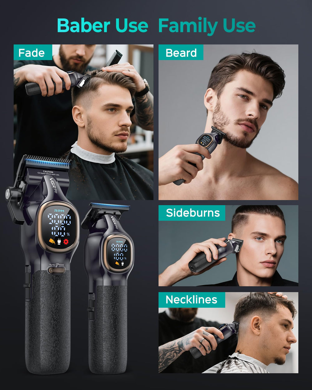 VGRPRO silent mode reduces noise during kids grooming sessions.