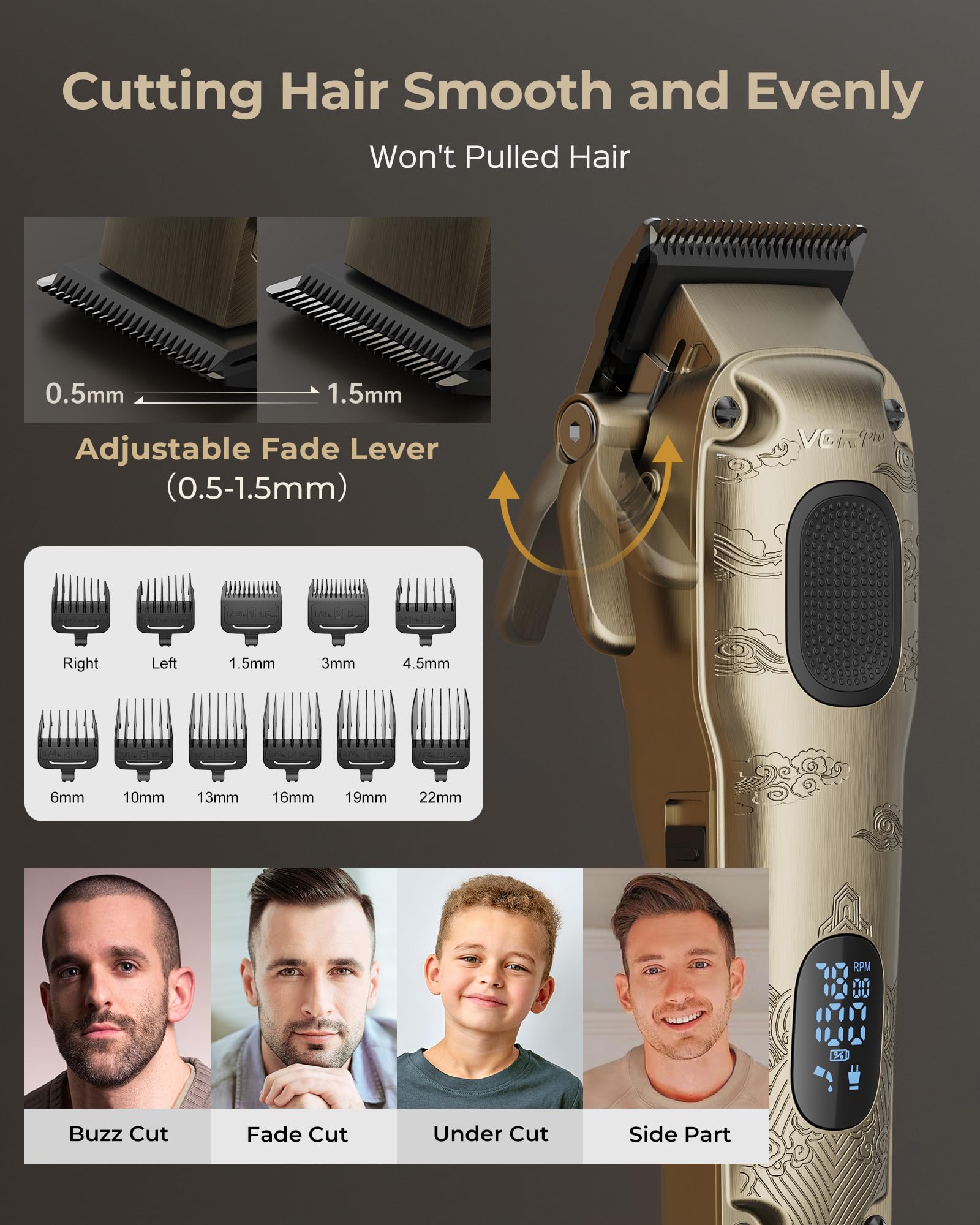 VGRPRO zero-gap trimmer for clean beard and eyebrow shaping.