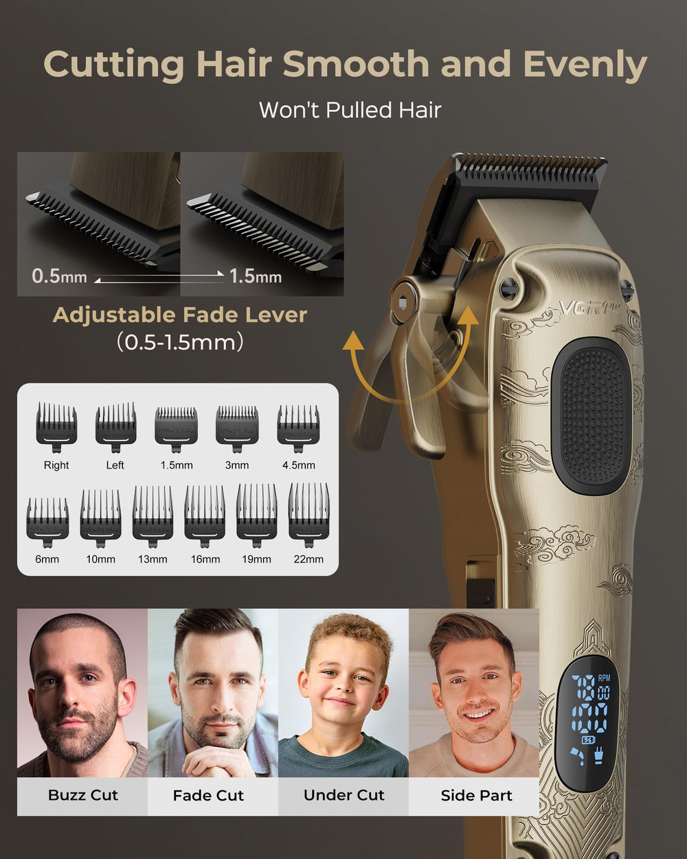 VGRPRO zero-gap trimmer for clean beard and eyebrow shaping.