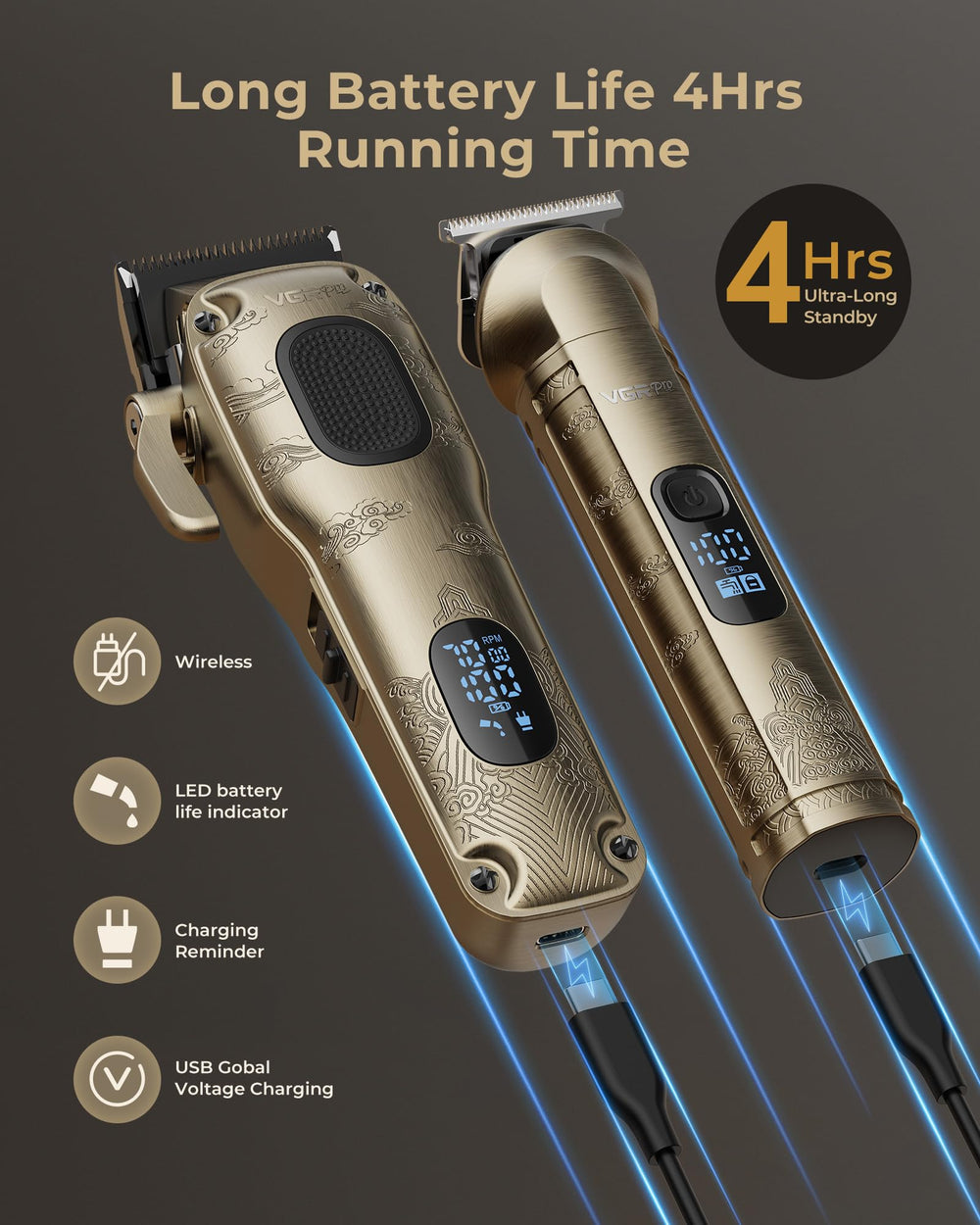 VGRPRO zero-gap trimmer detail for precise beard edging