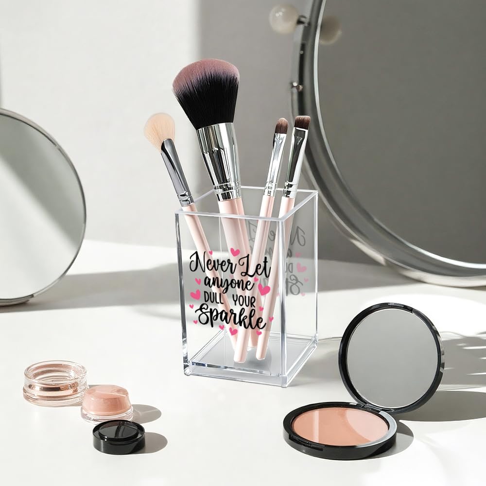 Vgrti organizer front view; clear acrylic design provides easy brush access