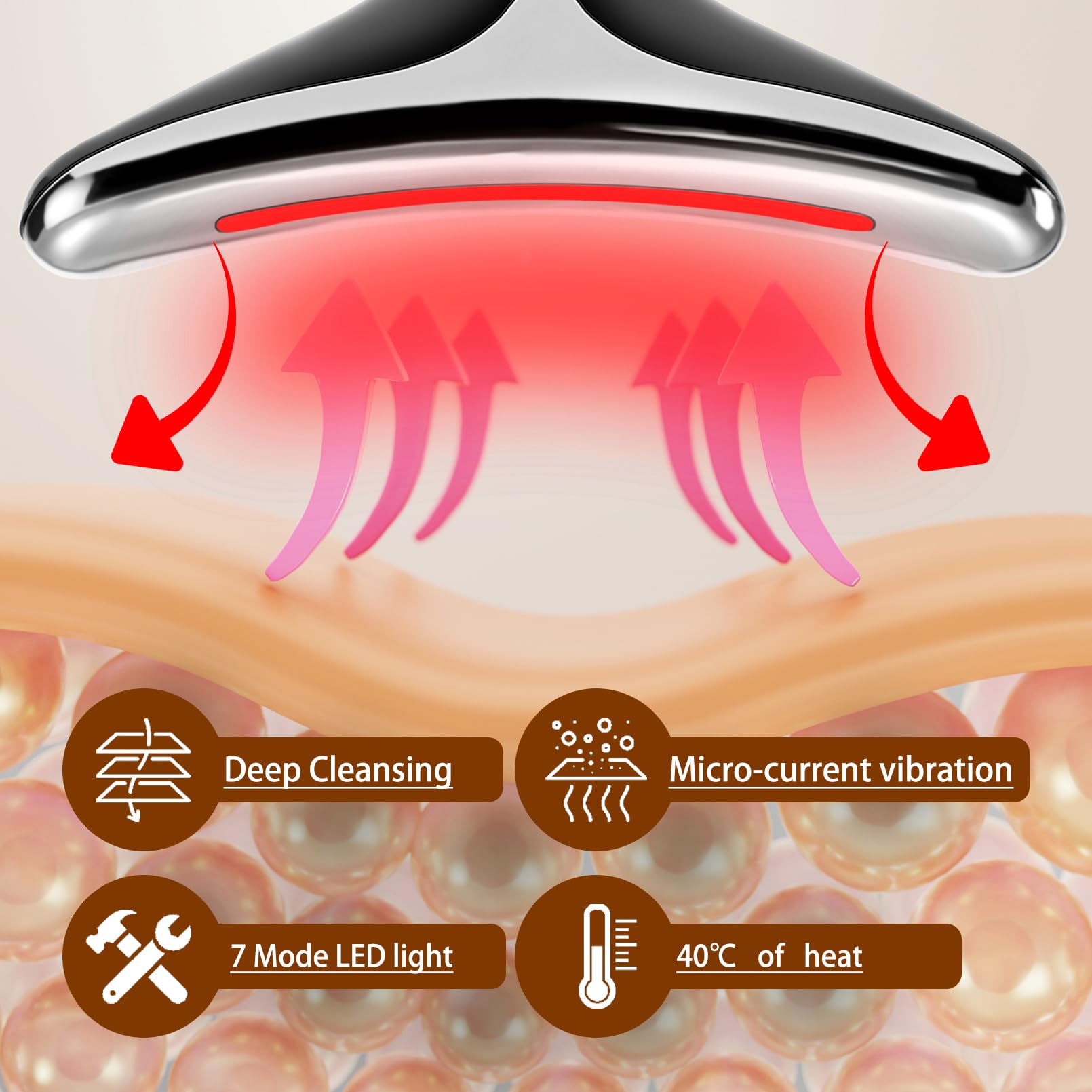 VGY 7-in-1 massager side view with curved fit for contouring the jawline
