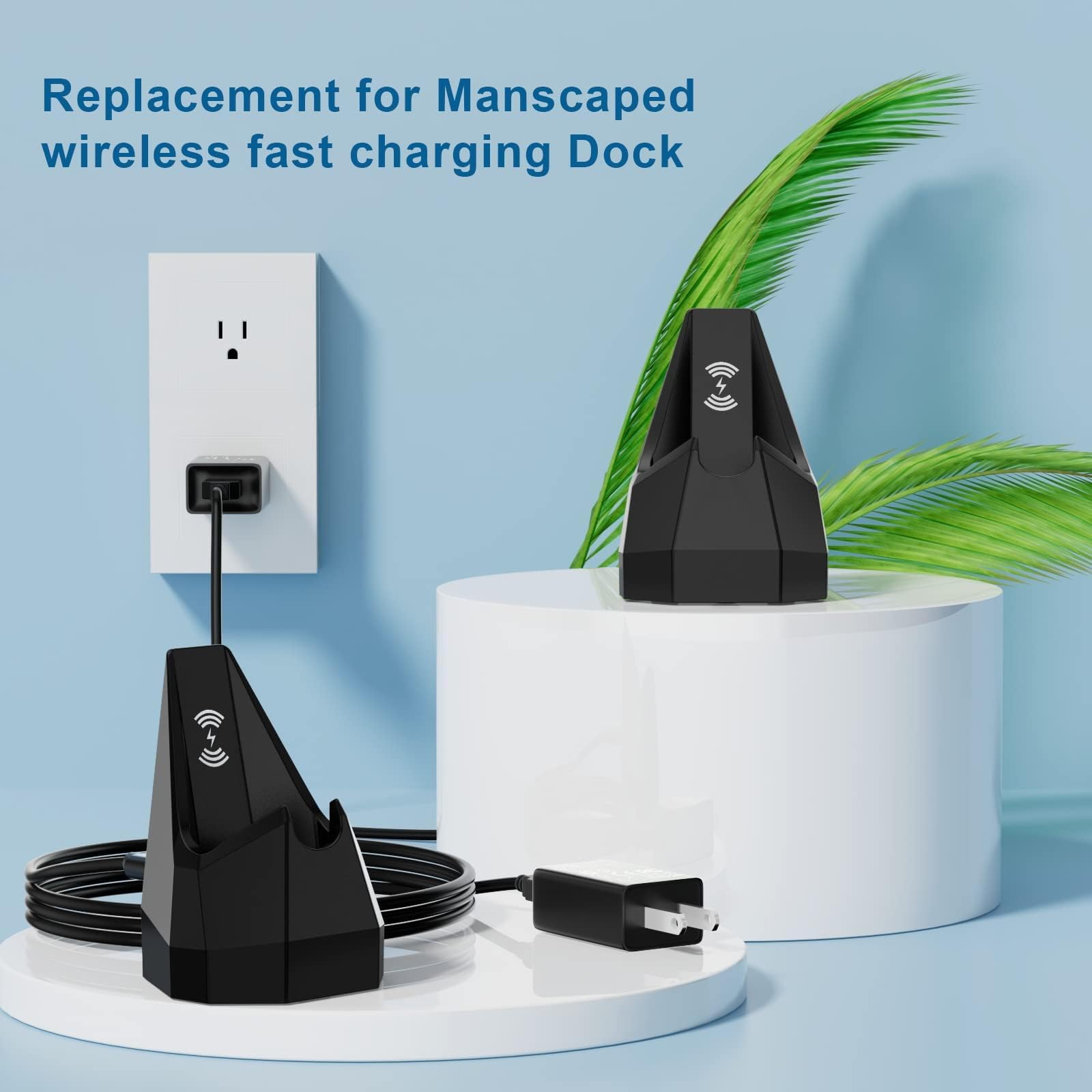 vhbw manscaped 4.0 dock in-use scenario shows safe charging at home with 4.9ft cord