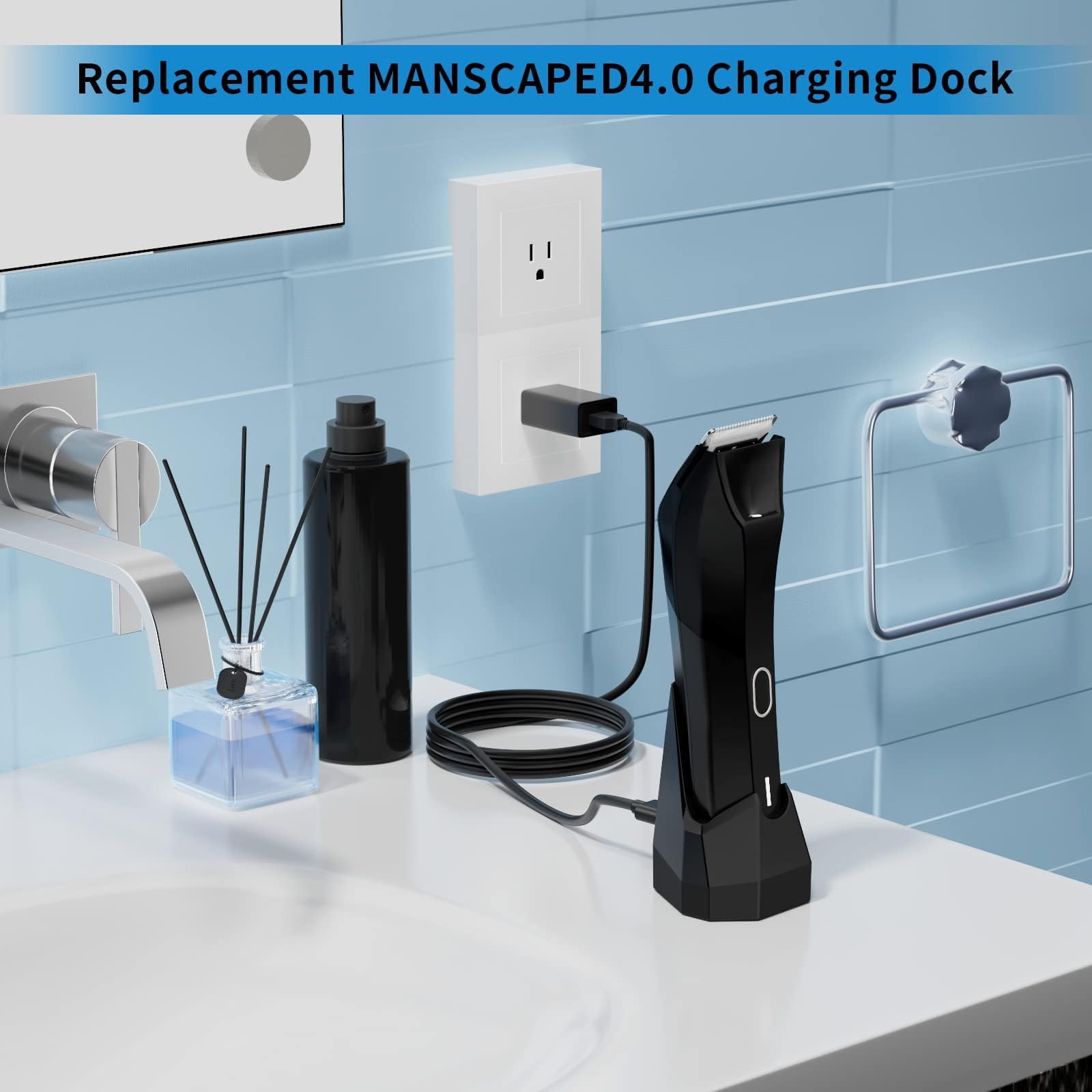 vhbw manscaped 4.0 dock side angle shows durable ABS/PC housing and safety focus