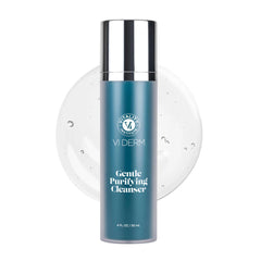 VI DERM Gentle Purifying Cleanser bottle demonstrates daily hydrating cleanse for all skin types