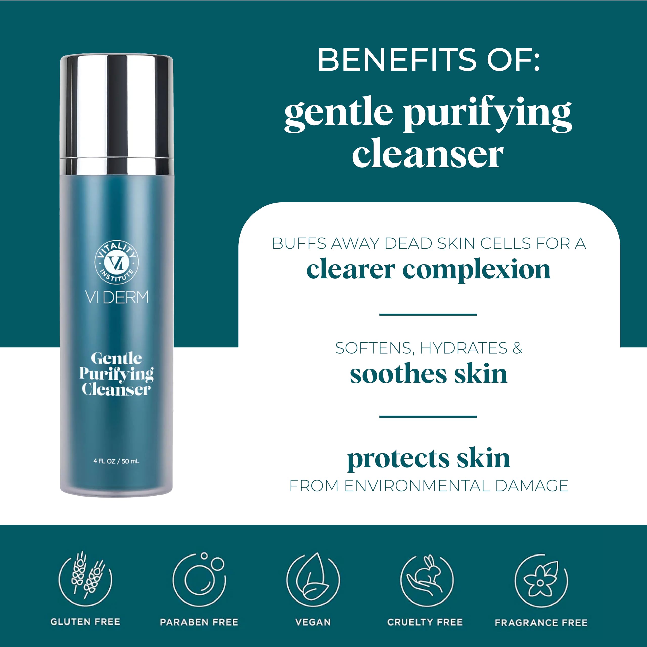 VI DERM Gentle Purifying Cleanser lather shows gentle foaming for sensitive skin