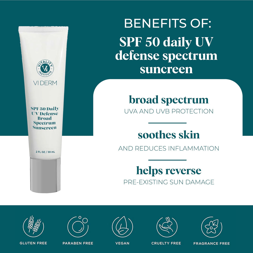 VI Derm SPF 50 Daily UV Defense silky-sheer texture on skin