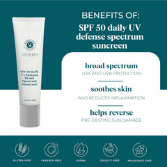VI Derm SPF 50 Daily UV Defense silky-sheer texture on skin