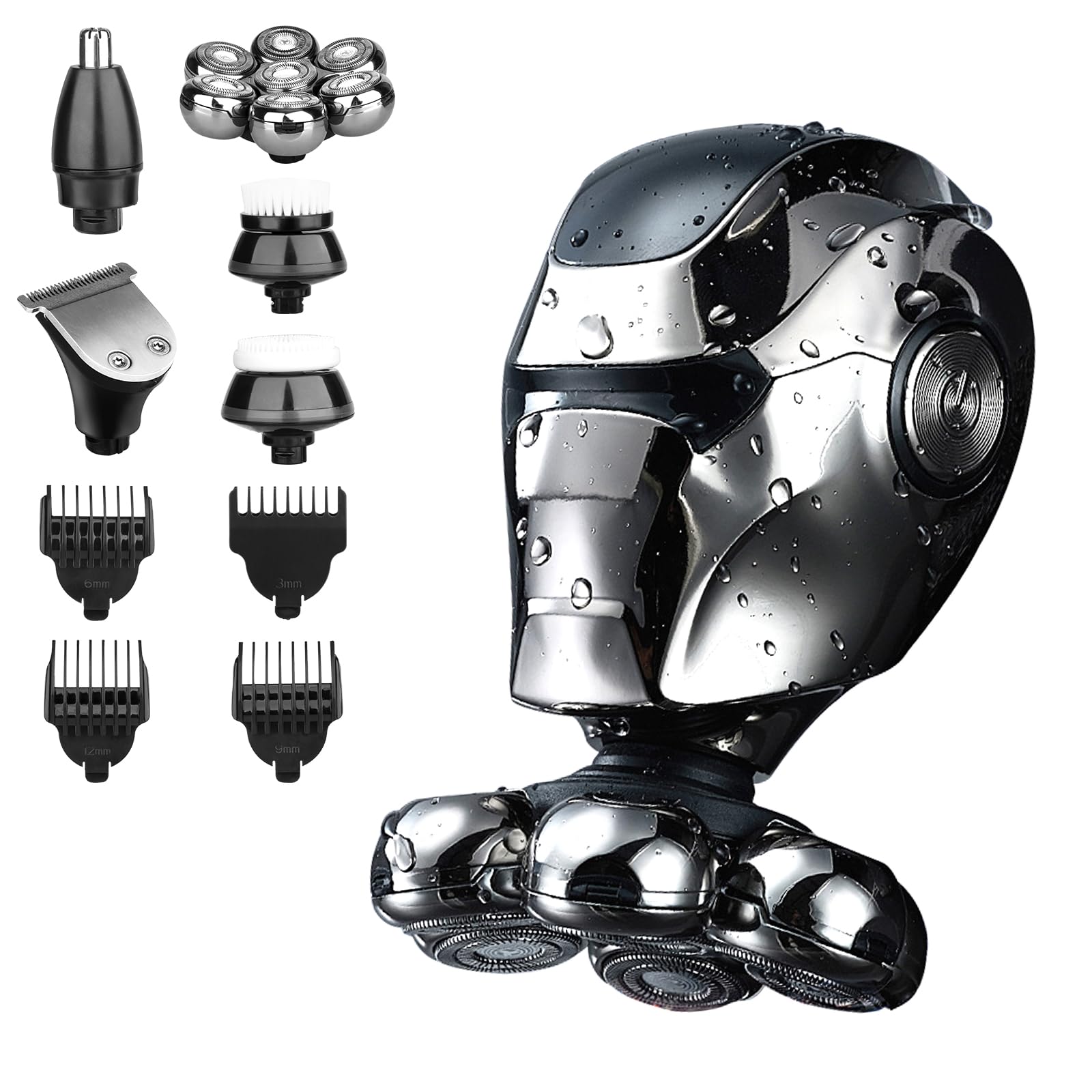 Viatia 7D electric shaver close-up for precise bald-head shaving