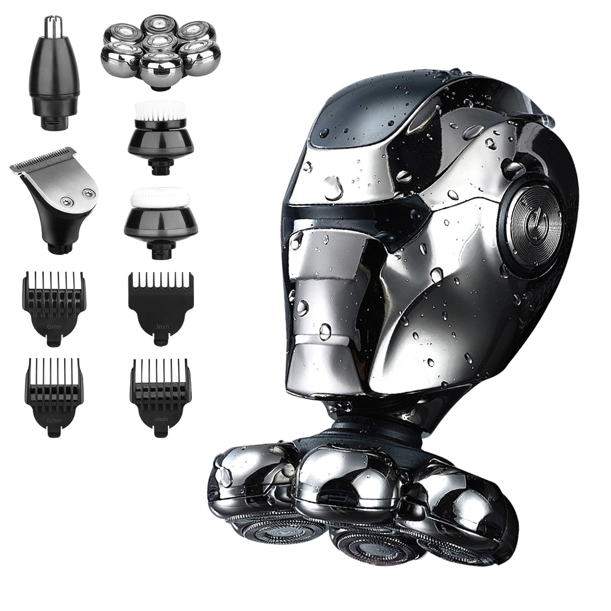 Viatia 7D electric shaver close-up for precise bald-head shaving