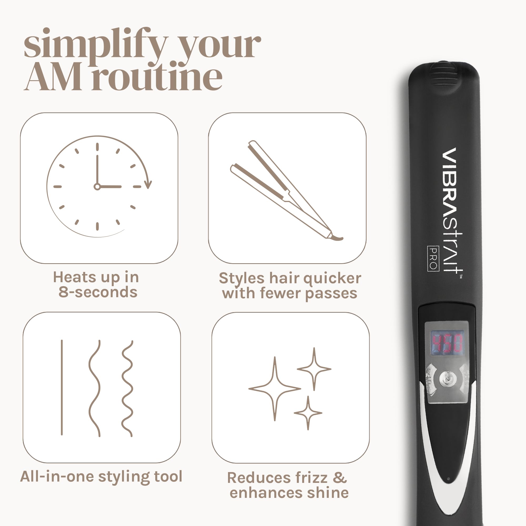 VIBRAstrait Pro 360-degree swivel-cord image reveals tangle-free styling from any angle.