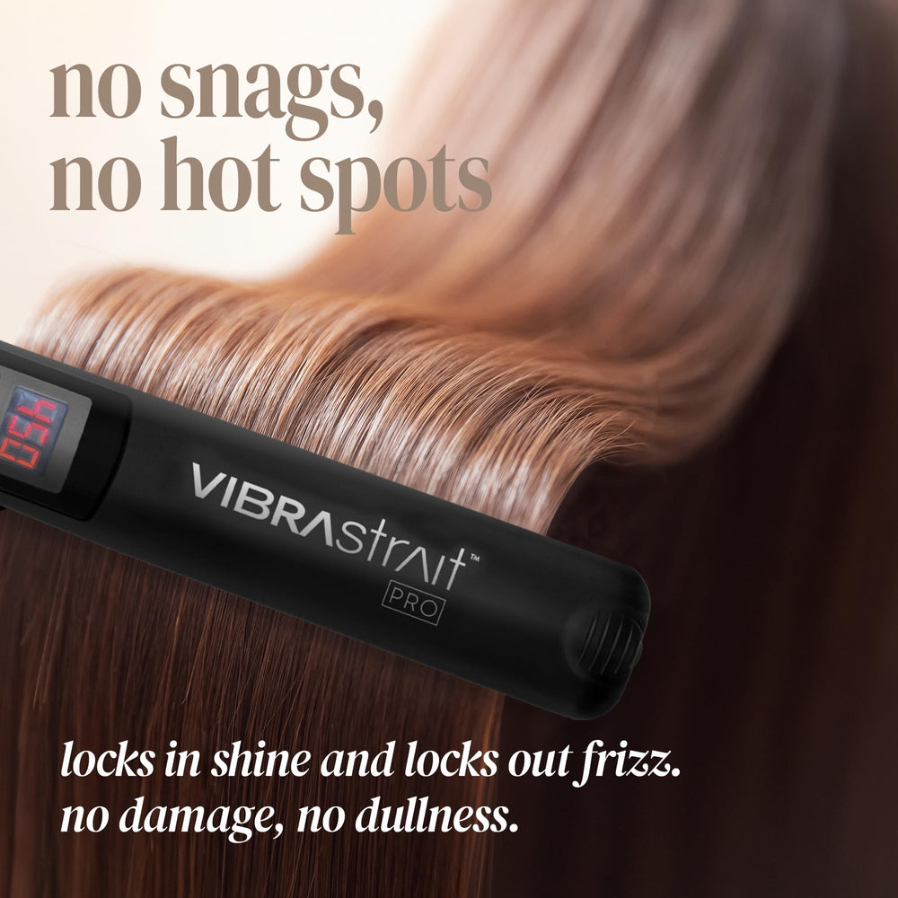 VIBRAstrait Pro vibrating action image illustrates 7500 vibrations per minute for smooth glide.