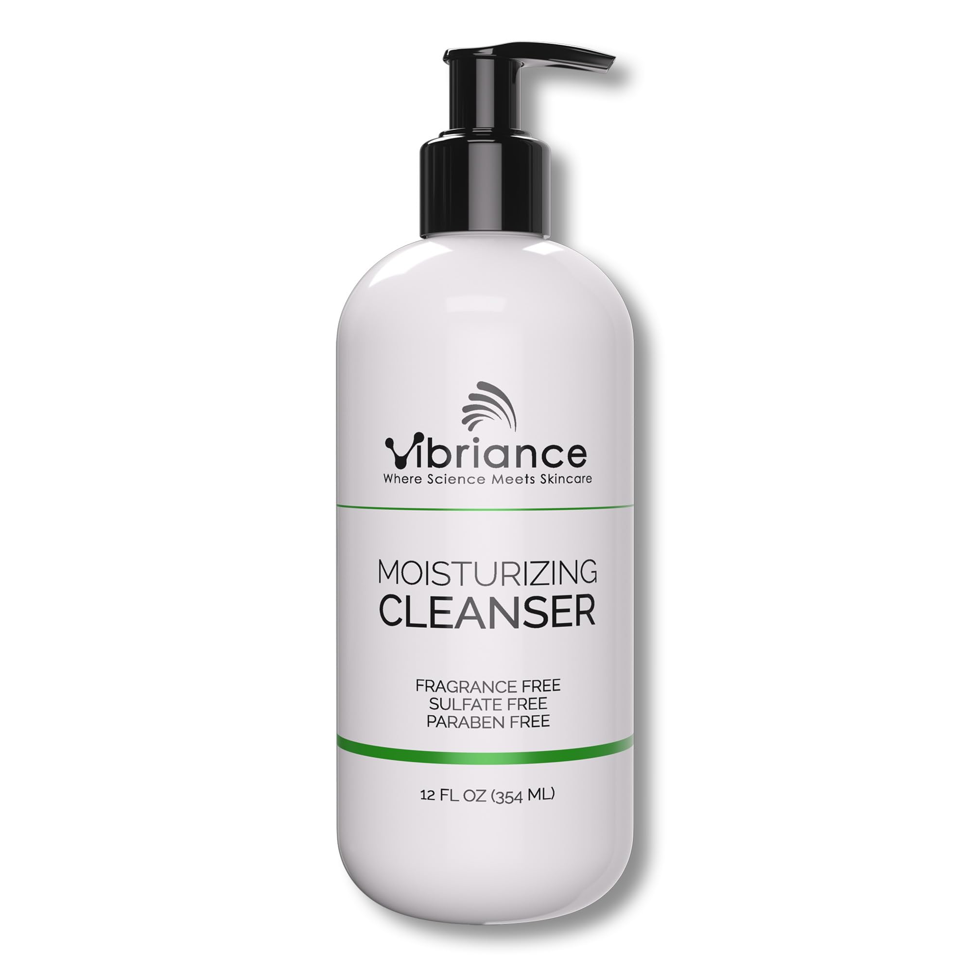 Vibriance Moisturizing Cleanser oil-to-foam texture poured for gentle cleansing and hydration.