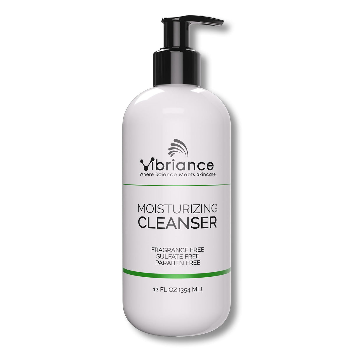 Vibriance Moisturizing Cleanser oil-to-foam texture poured for gentle cleansing and hydration.